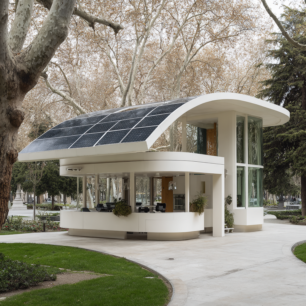 Un modulo de planta baja con paneles solares